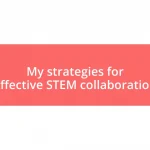 My strategies for effective STEM collaboration